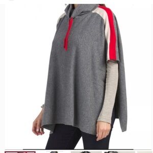 Tahari Charcoal and Crimson Women's Poncho